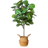 MOSADE Artificial Fiddle Leaf Fig Tree 50" Fake Potted Ficus Lyrata Plant with Handmade Seagrass Basket, Perfect Faux Plants Home Décor for Indoor Outdoor Office Porch Balcony Bedroom Bathroom Gift image 0